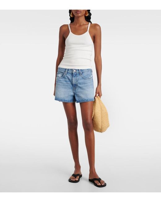 SLVRLAKE Denim Blue Mila Mid-Rise Denim Shorts