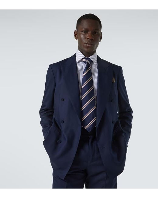 Dunhill Blue Striped Silk Tie for men