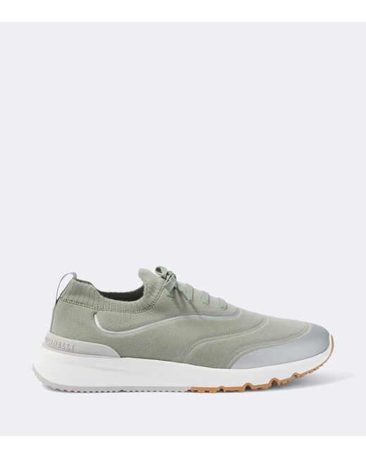 Brunello Cucinelli Green Knitted Sneakers for men