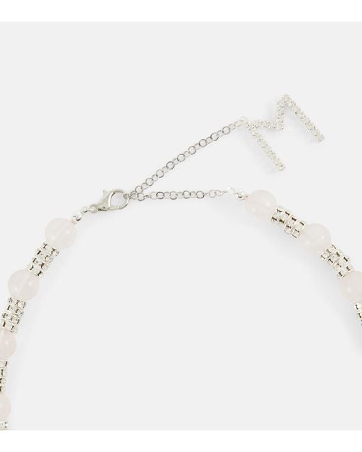 Magda Butrym Natural Embellished Necklace With Rose Quartz