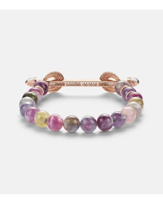 ANANYA Pink Chakra 18Kt Rose Beaded Bracelet With Gemstones