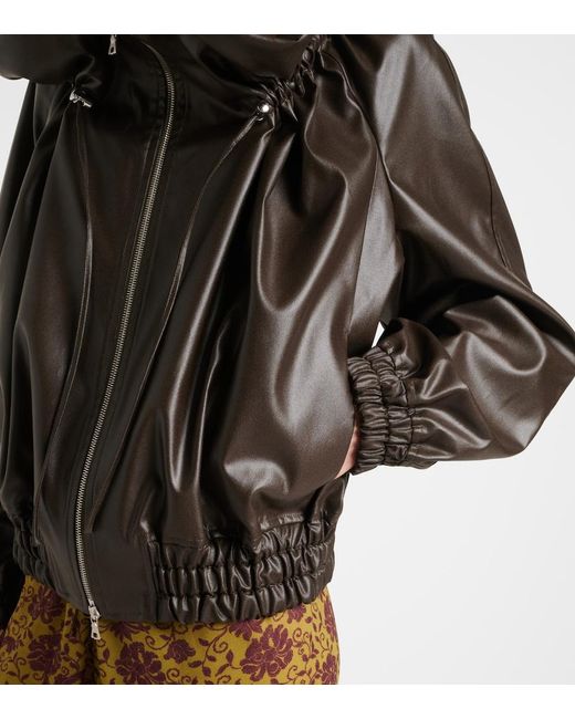 Dries Van Noten Black Cocoon Gathered Satin Blouson