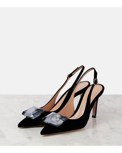 Gianvito Rossi Black Slingback-Pumps Jaipur 85 Aus Samt