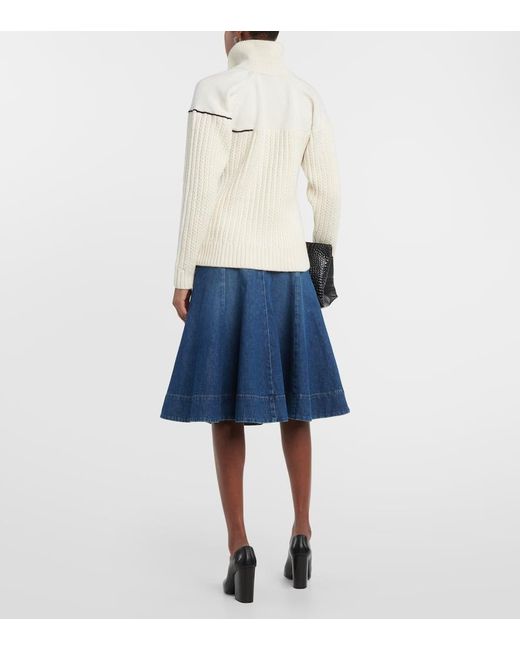 Jersey de lana con cuello doble Victoria Beckham de color Natural