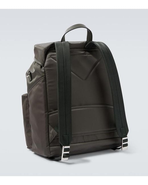 Prada Rucksack Aus Re-Nylon Mit Leder in Gray für Herren