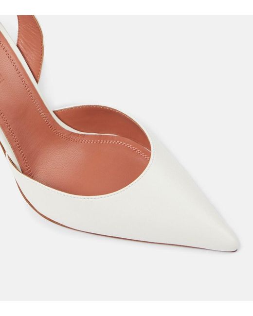 AMINA MUADDI Pink Holli 95 Leather Slingback Pumps