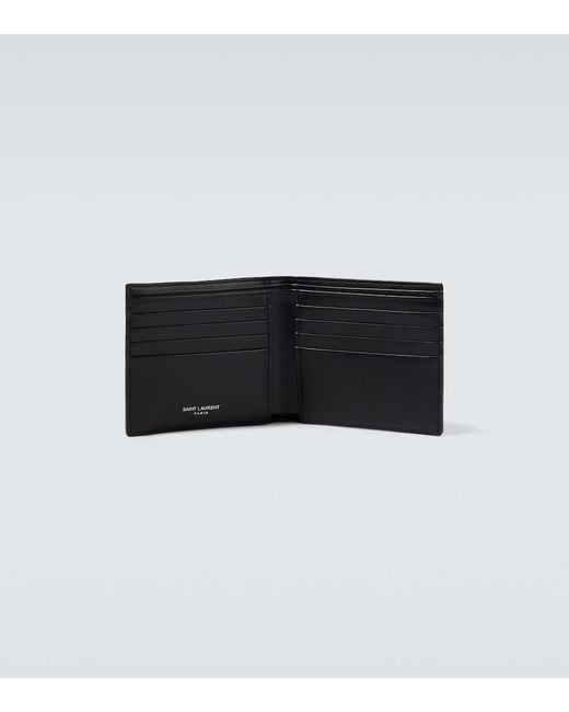 Saint Laurent Black Tiny Cassandre Leather Bi-Fold Wallet for men