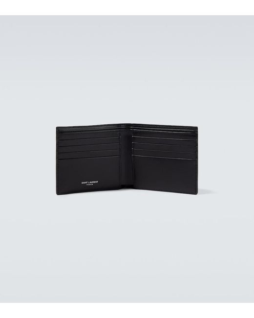 Saint Laurent Black Tiny Cassandre Leather Bi-Fold Wallet for men