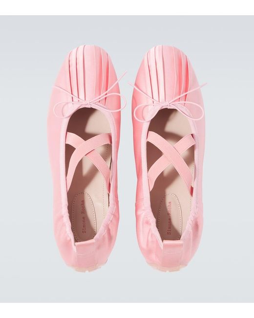 Simone Rocha Pink Ballerina Grip Pleated Ballet Flats for men