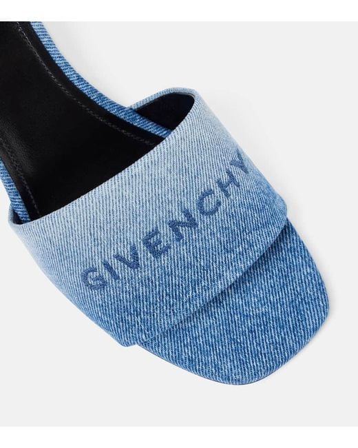 Givenchy Blue Logo Denim Mules