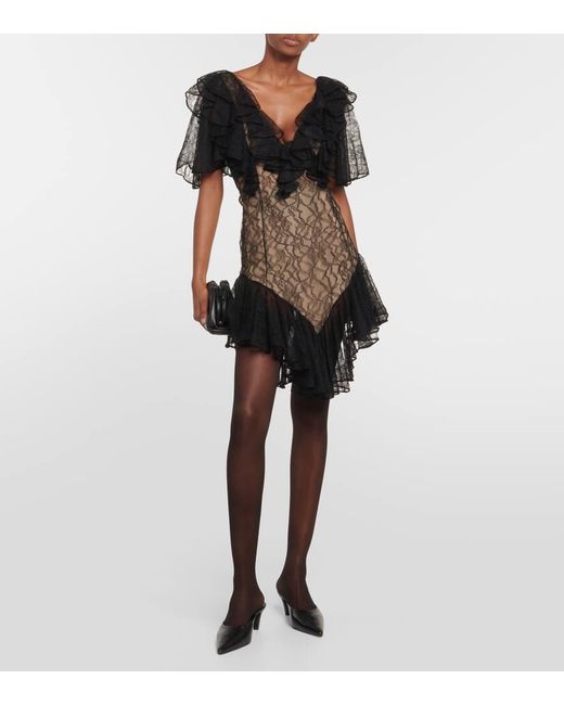 Vestido corto Eyona Chantilly de encaje Khaite de color Black