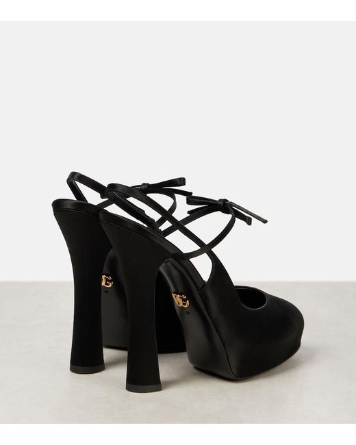 Escarpins A Plateforme Vally En Satin Dolce & Gabbana en coloris Black