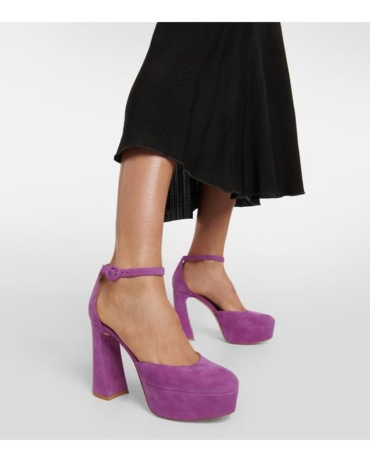 Gianvito Rossi Purple Vernice Platform Suede Pumps