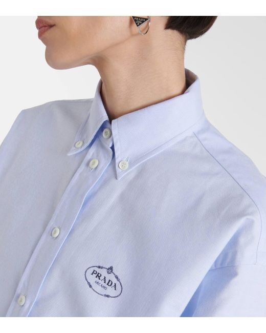 Prada Blue Logo Cotton Shirt