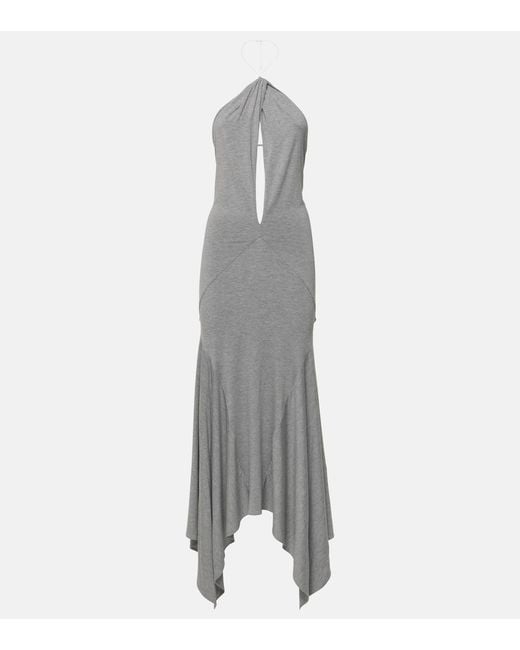 The Attico Gray Halterneck Maxi Dress