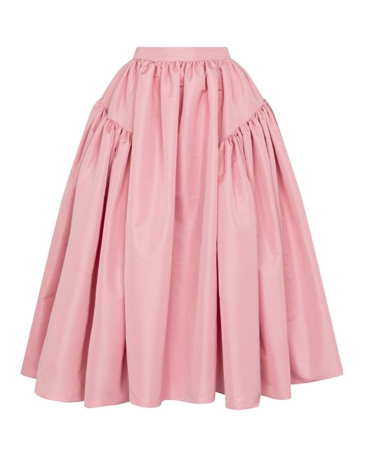 Alexander McQueen Pink Taffeta Midi Skirt