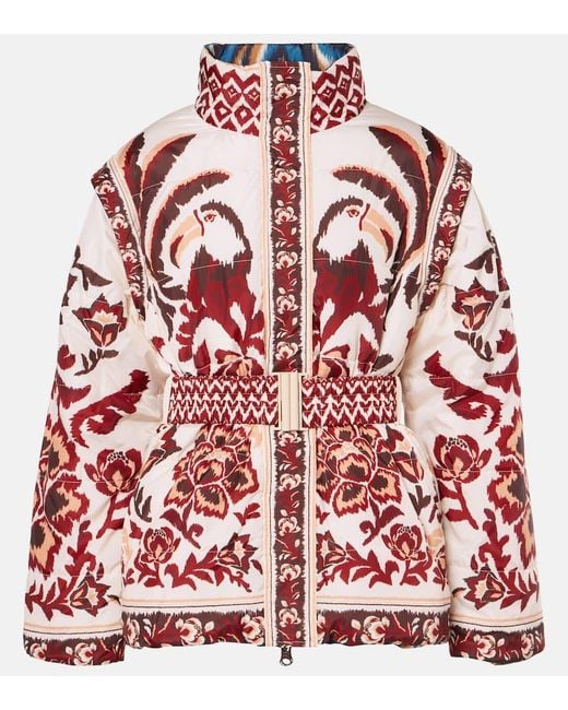 Farm Rio Red Reversible Printed Puffer Jacket