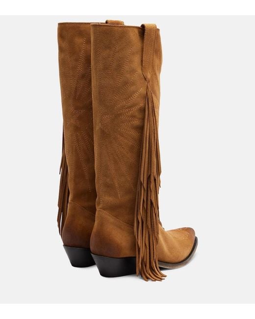 Golden Goose Deluxe Brand Brown Wish Star Fringed Suede Cowboy Boots