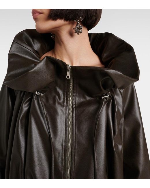Dries Van Noten Black Cocoon Gathered Satin Blouson