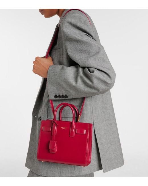 Saint Laurent Red Tote Bag Sac De Jour Nano Aus Leder