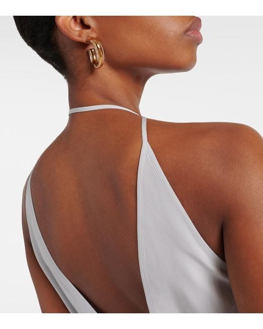 Totême  White Seidenkleid Mit Neckholder-Ausschnitt
