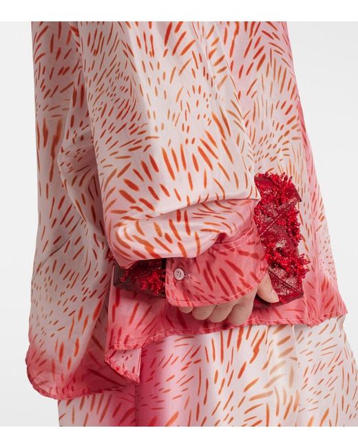 Dries Van Noten Pink Printed Silk Shirt