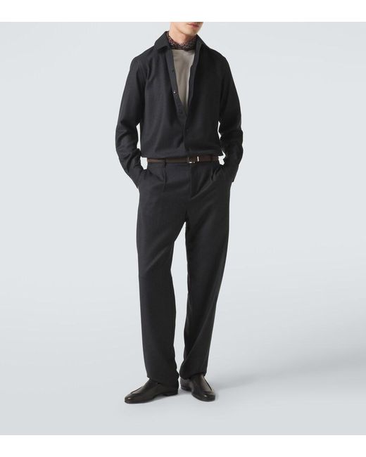Agnona Blue Wool Wide-Leg Pants for men
