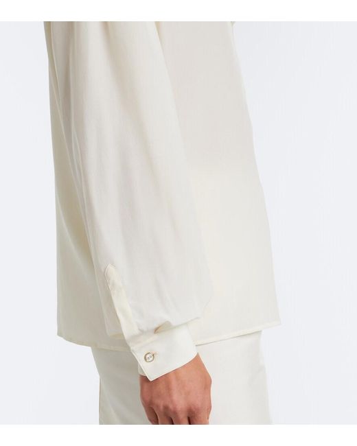 Gucci White Tie-Neck Silk Crepe De Chine Blouse