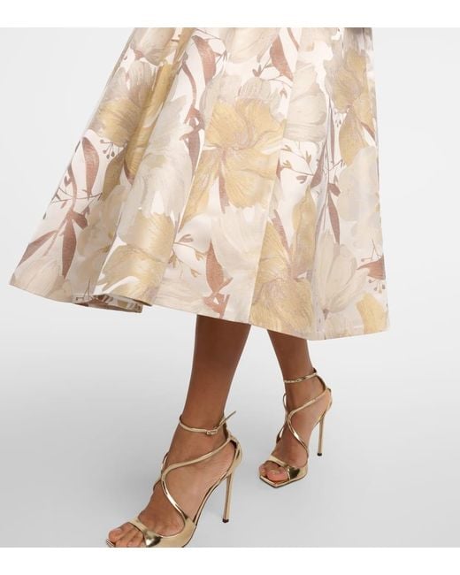 Markarian Natural Floral Metallic Gown
