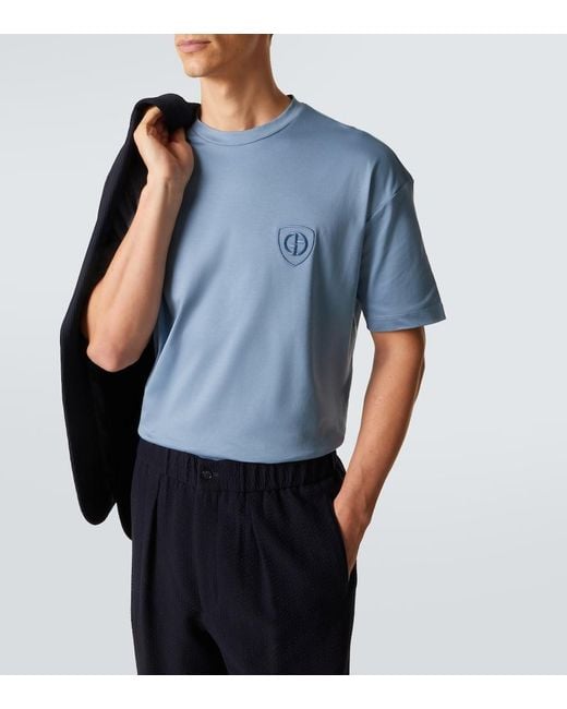 Giorgio Armani Blue Cotton Jersey T-Shirt for men