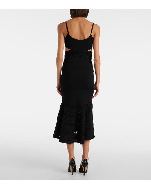 Victoria Beckham Black Flared Midi Skirt
