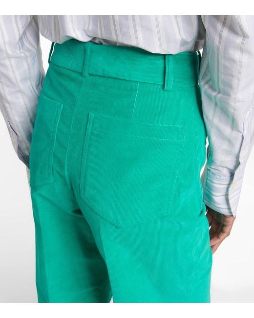 Victoria Beckham Blue Alina Corduroy Wide-leg Pants