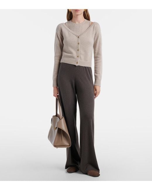 Lisa Yang Gray Aina Cotton And Cashmere Wide-Leg Pants