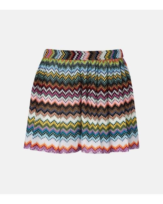 Missoni Red Zig Zag Lame Bermuda Shorts