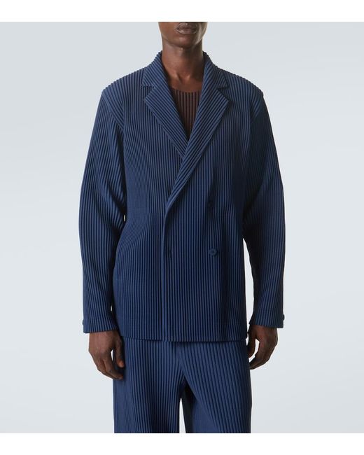 Homme Plissé Issey Miyake Blue Tailored Pleats 1 Double-Breasted Blazer for men