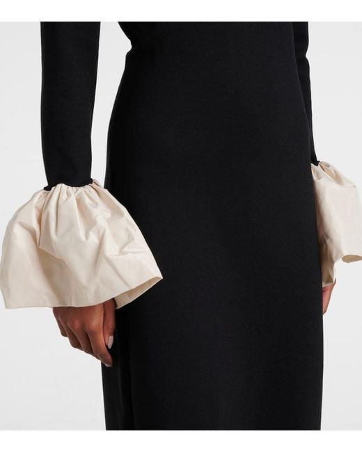 Staud Black Hawthorne Taffeta-Trimmed Maxi Dress