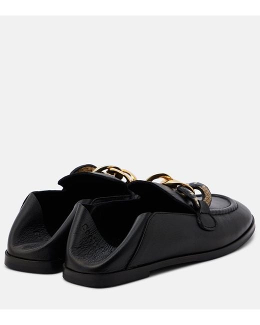 【関税込み】See by Chloe ブラック Chain Line ローファー See By Chloé Chain Line leather loafers See by Chloe