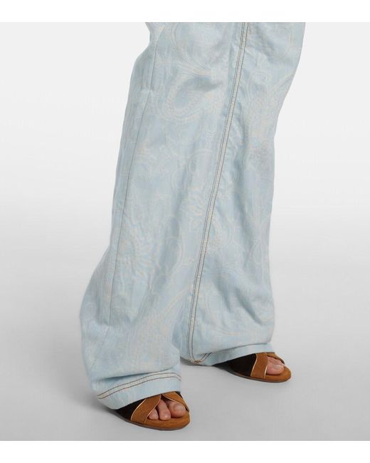 Etro Blue Pegaso Embroidered Flared Jeans