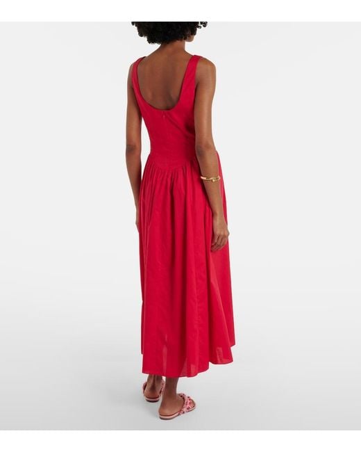 Faithfull The Brand Red Prali Cotton Midi Dress