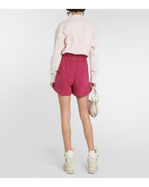 Isabel Marant Red Titea Denim Shorts