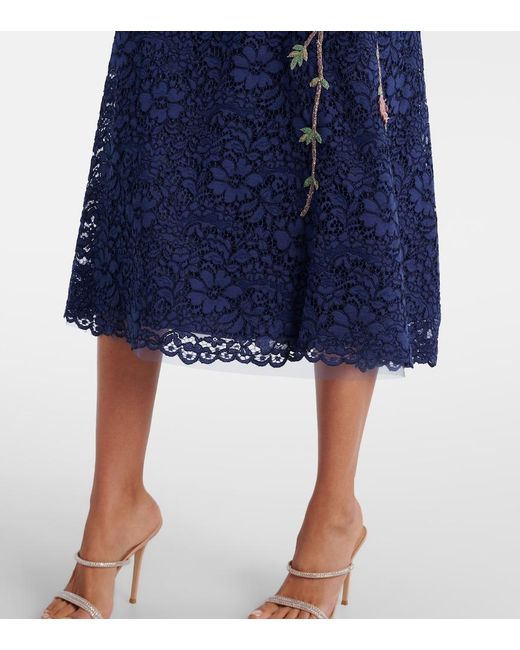 Costarellos Blue Marlena Embellished Lace Cocktail Dress