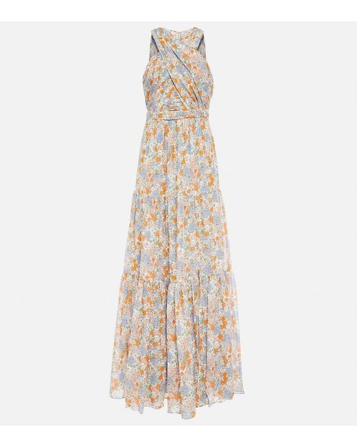 Veronica Beard White Florencia Floral Silk Maxi Dress