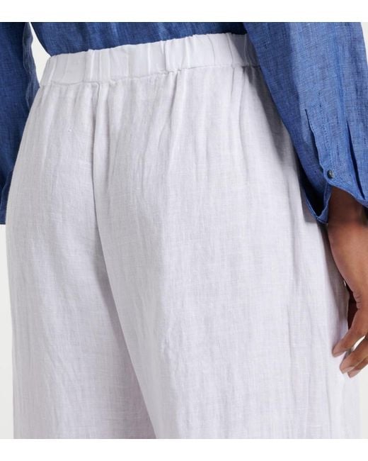 Velvet White Lola Linen Wide-Leg Pants