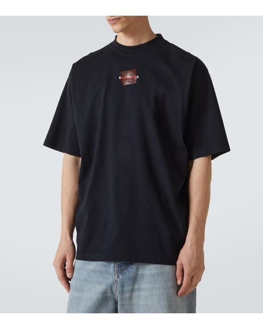 Balenciaga Blue Medium Fit Logo T-Shirt for men