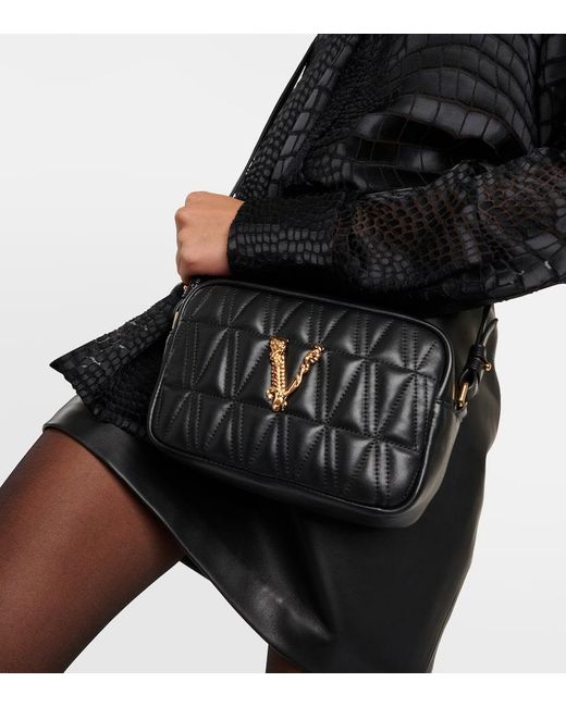 Versace Virtus Quilted Leather Crossbody Bag in Black Lyst