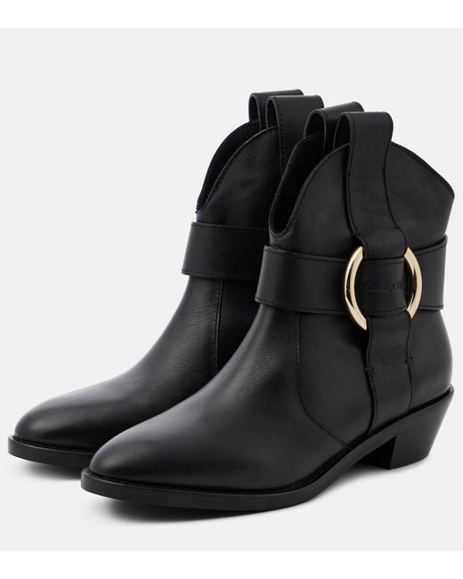 See By Chloé Black Leather Western Cowboy Boots Leather