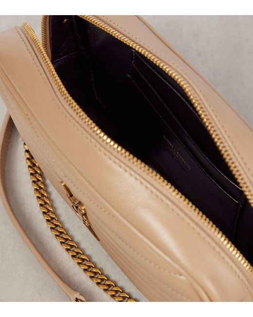 Saint Laurent Natural Lou Mini Quilted Leather Camera Bag