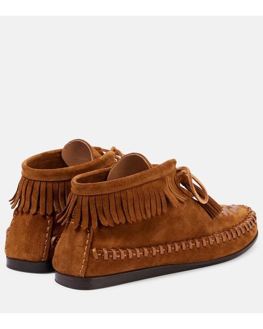 Isabel Marant Brown Felsa Fringed Suede Ankle Boots