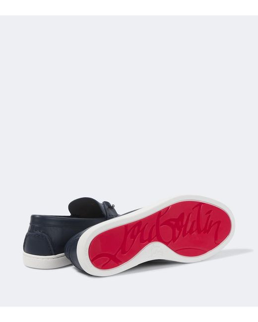 Christian Louboutin Blue Chambeliboat Suede Boat Shoes for men