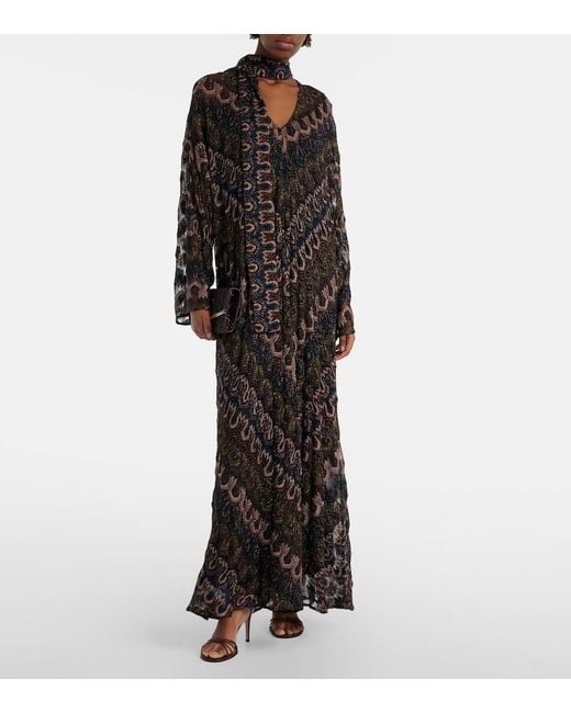 Missoni Black Chevron Lame Maxi Dress